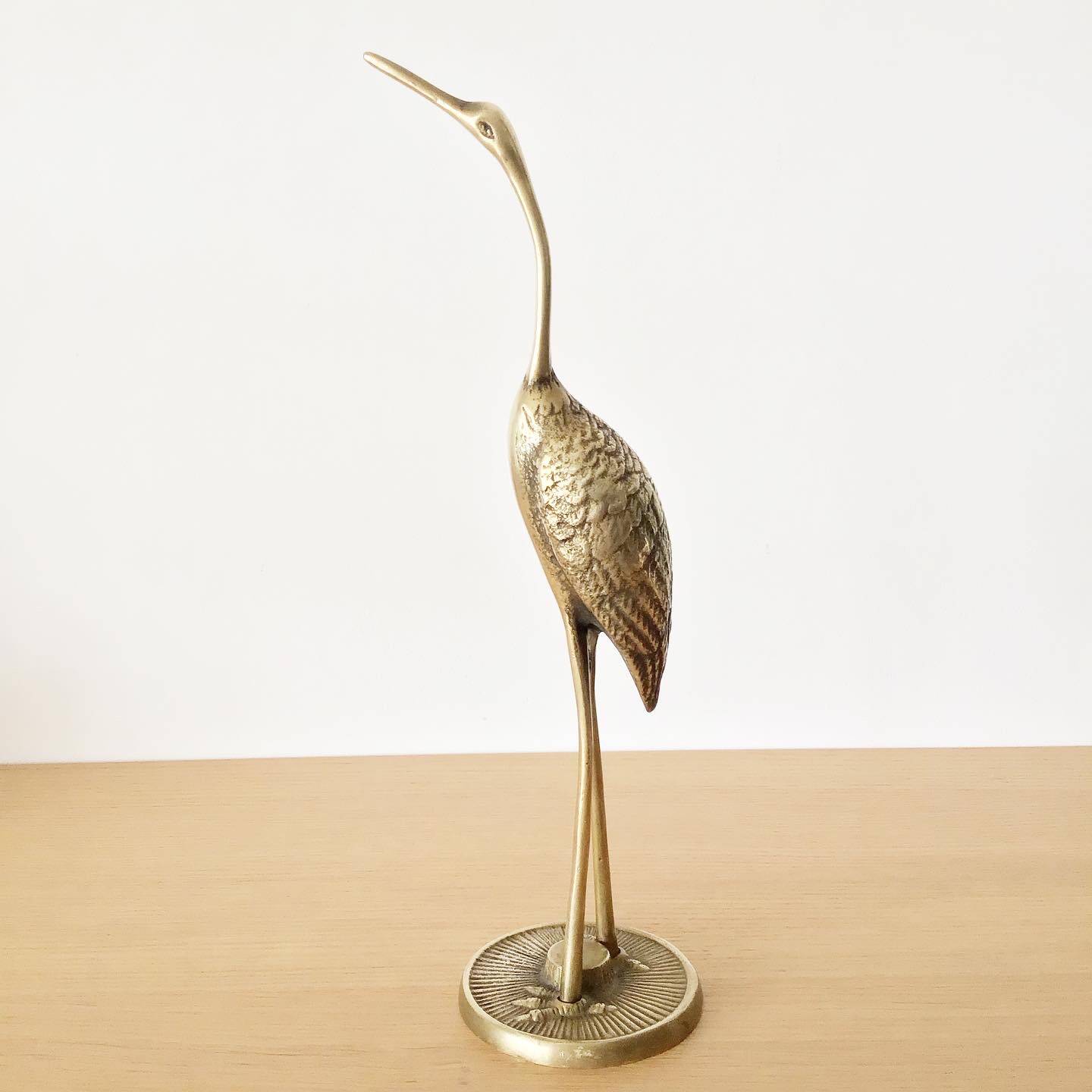 Vintage brass heron bird