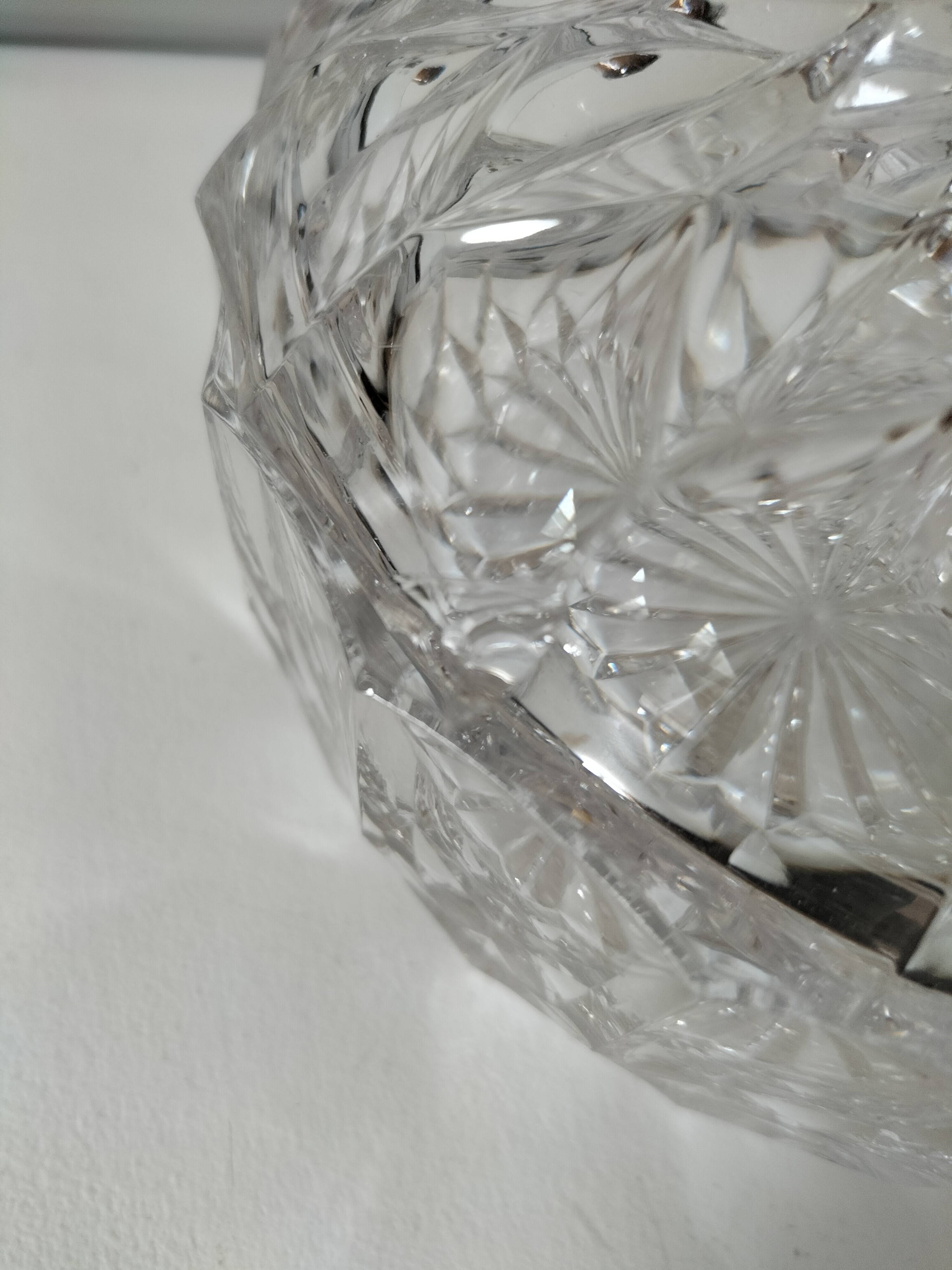 Large vintage pressed glass candy box – diamond pattern