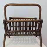 Vintage rattan magazine rack