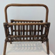 Vintage rattan magazine rack