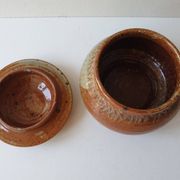 Pyrite stoneware ceramic candy box signed A (Signature to be identified)