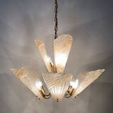 Italian murano glass chandelier hollywood regency design , 1970