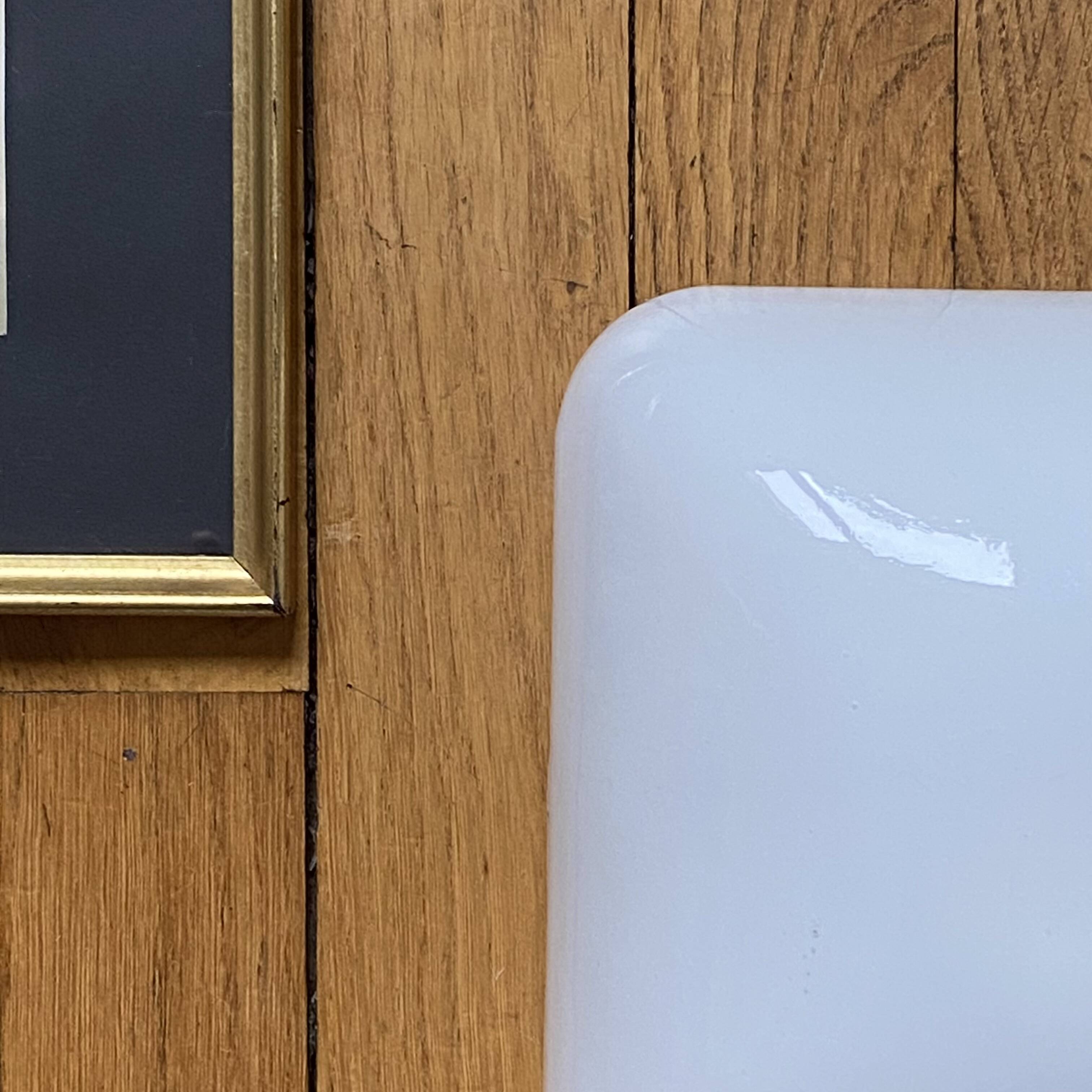 White opaline ceiling light square wall lamp 1960s 1970s