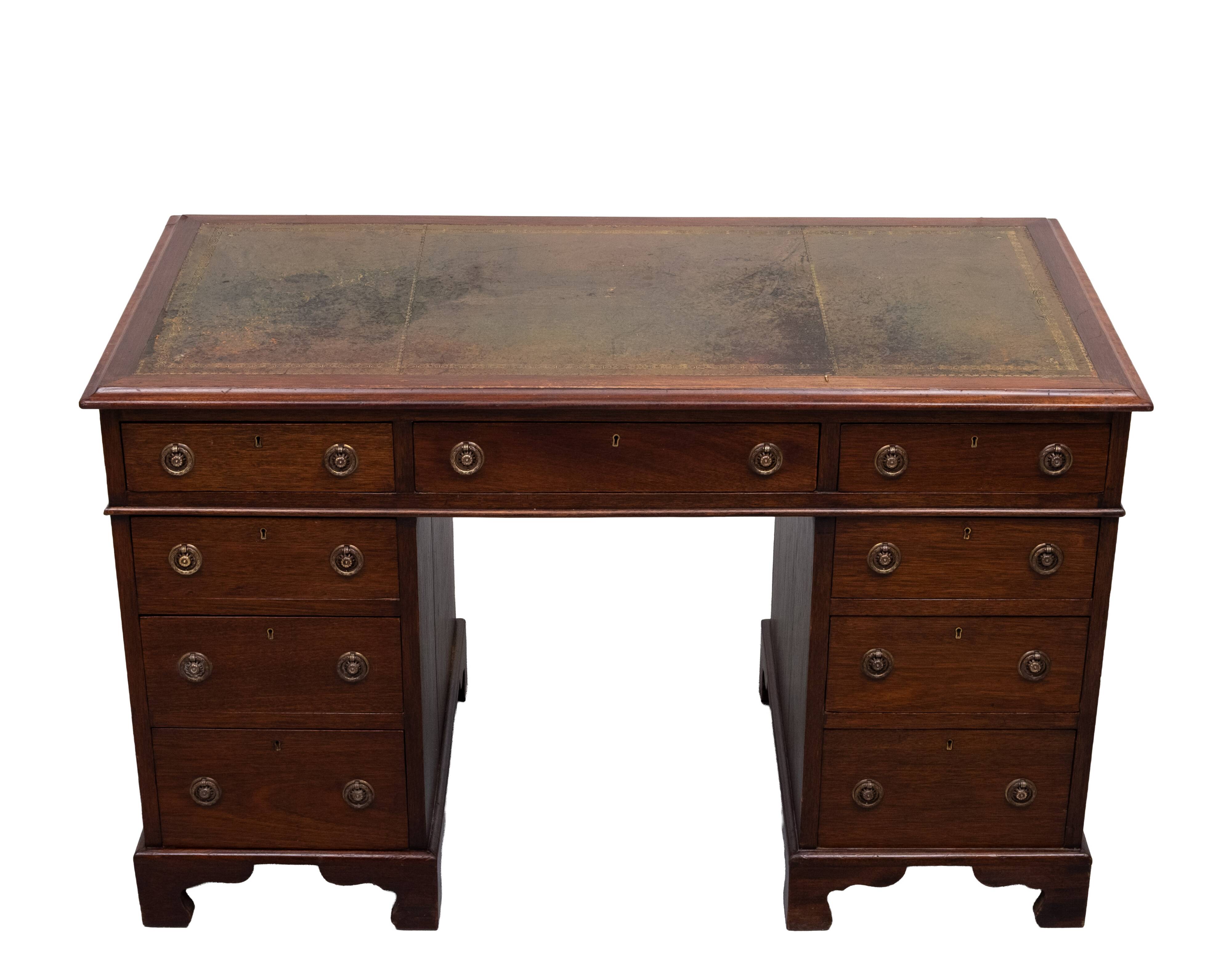 Antique English Mahogany pedestal Desk 1850s