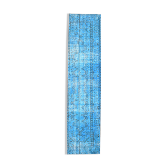 Soft blue turkish runner rug 276x65cm