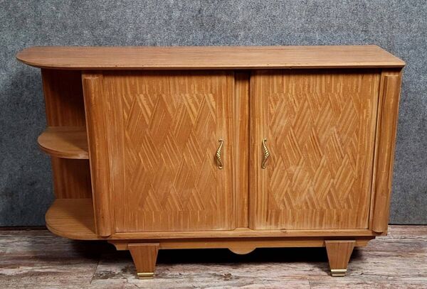 D'après Jules Leleu : rare buffet en enfilade en marquéterie époque Art Déc