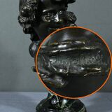 Bronze “Laughing Child”, signed A.Injalbert – Late 19th century