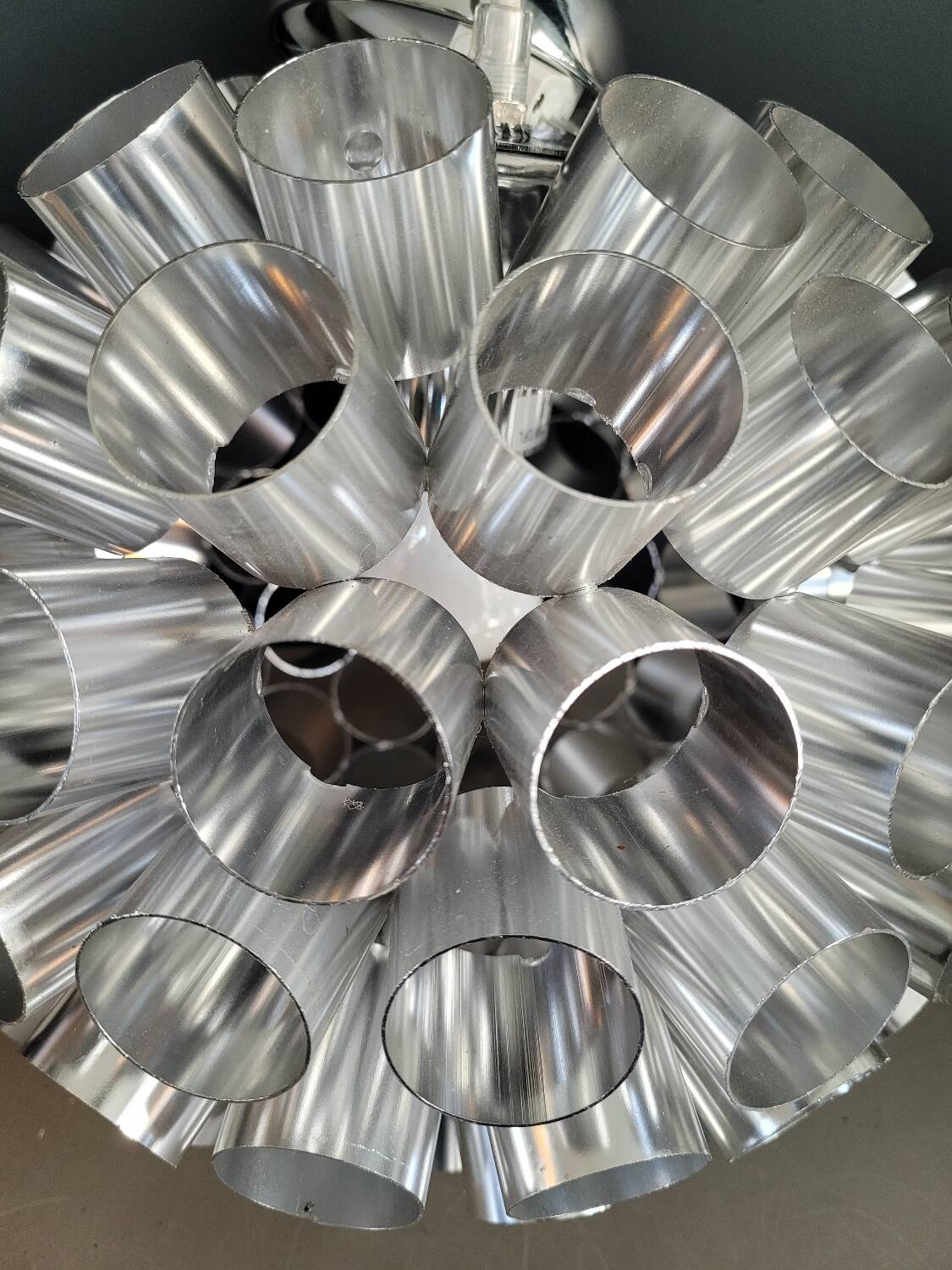 Space-age aluminum pendant light