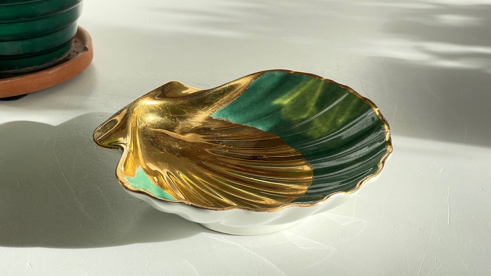 Shell-shaped ashtray and pocket tray Limoges France