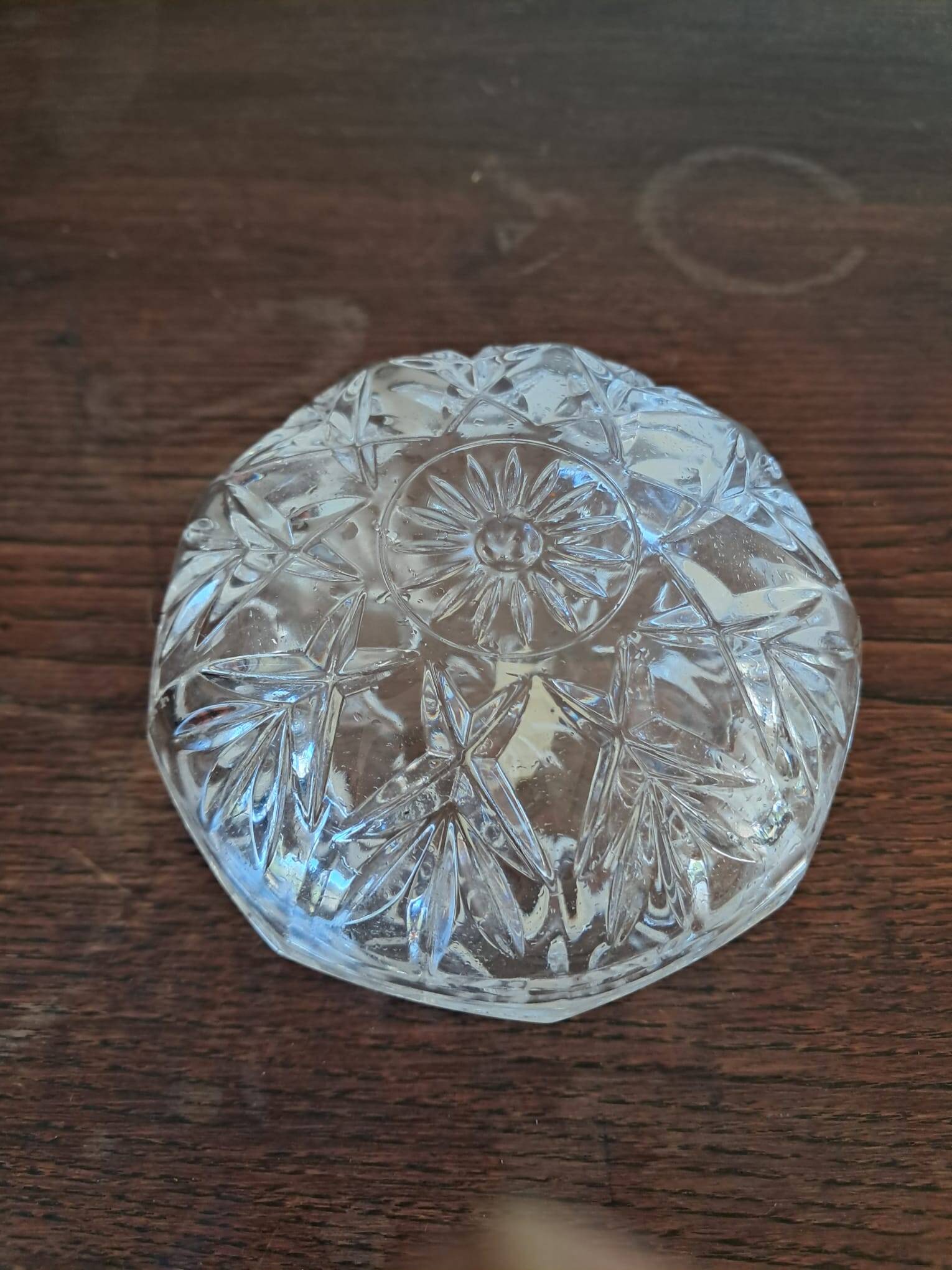 Antique jewellery box or cut crystal sweet jar.