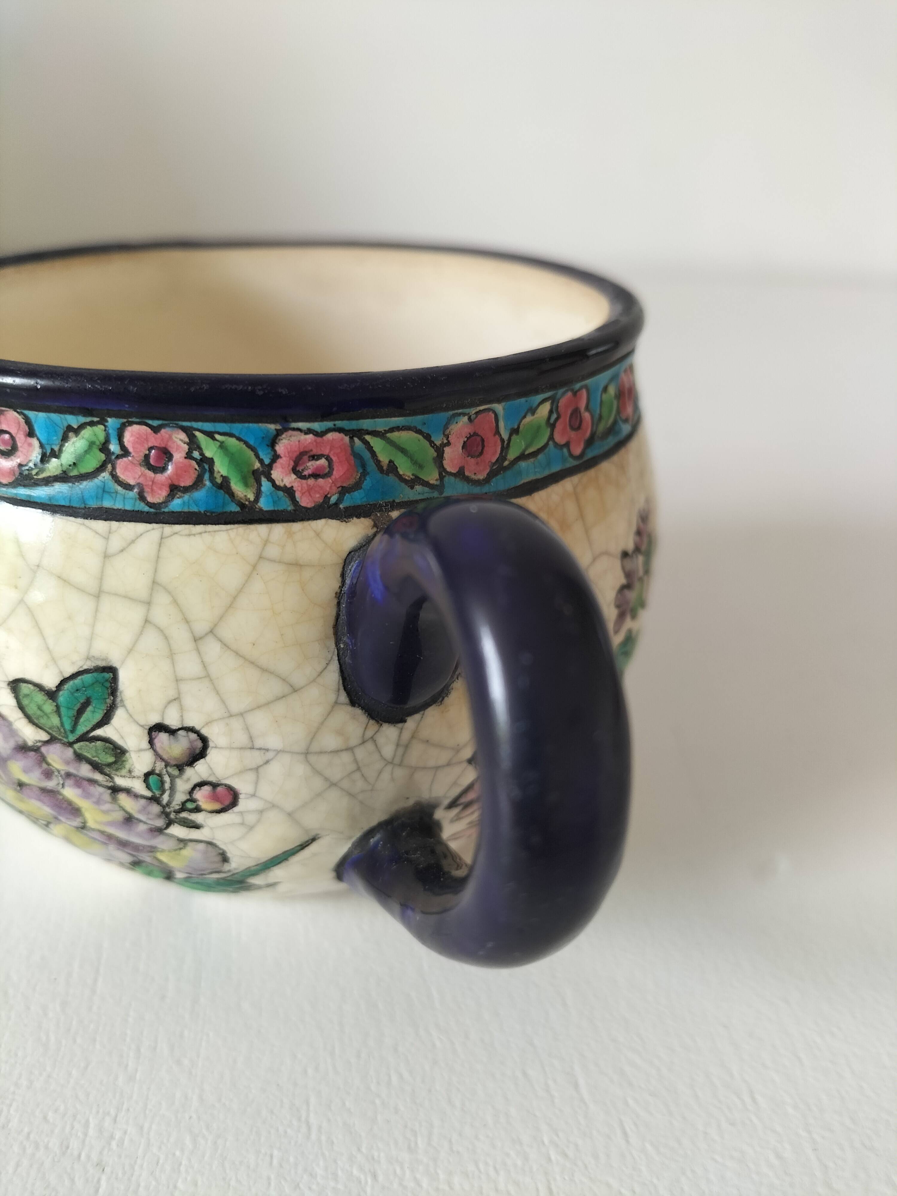 Antique two-handled cup – Authentic Longwy enamels