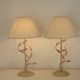 Pair Of French Vintage Metal Table Lamps With Scrolling Leaf Detail