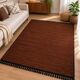 Moroccan Berber Mrirt rug in tobacco brown wool, black weave – 210 × 300.