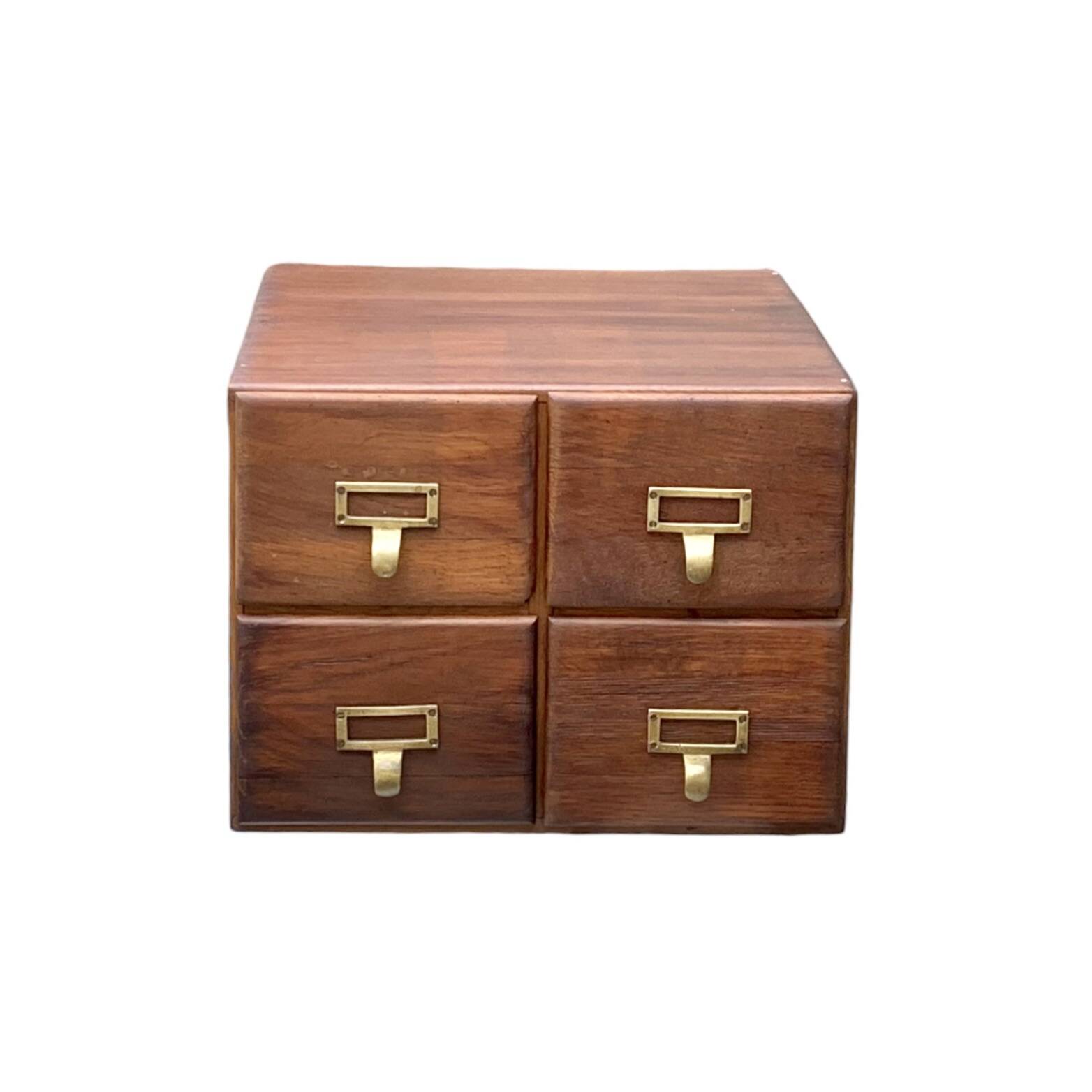 Old wooden desk cabinet - 4 drawers