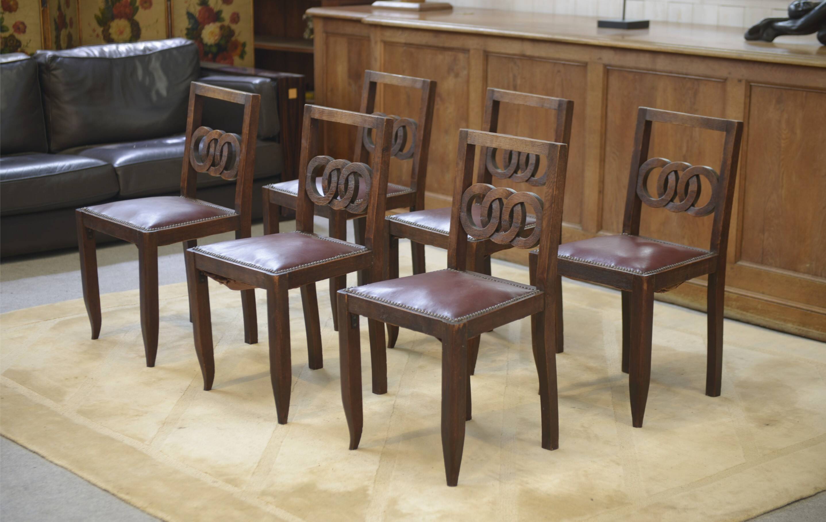 Ensemble de 6 chaises en chêne 1950’s