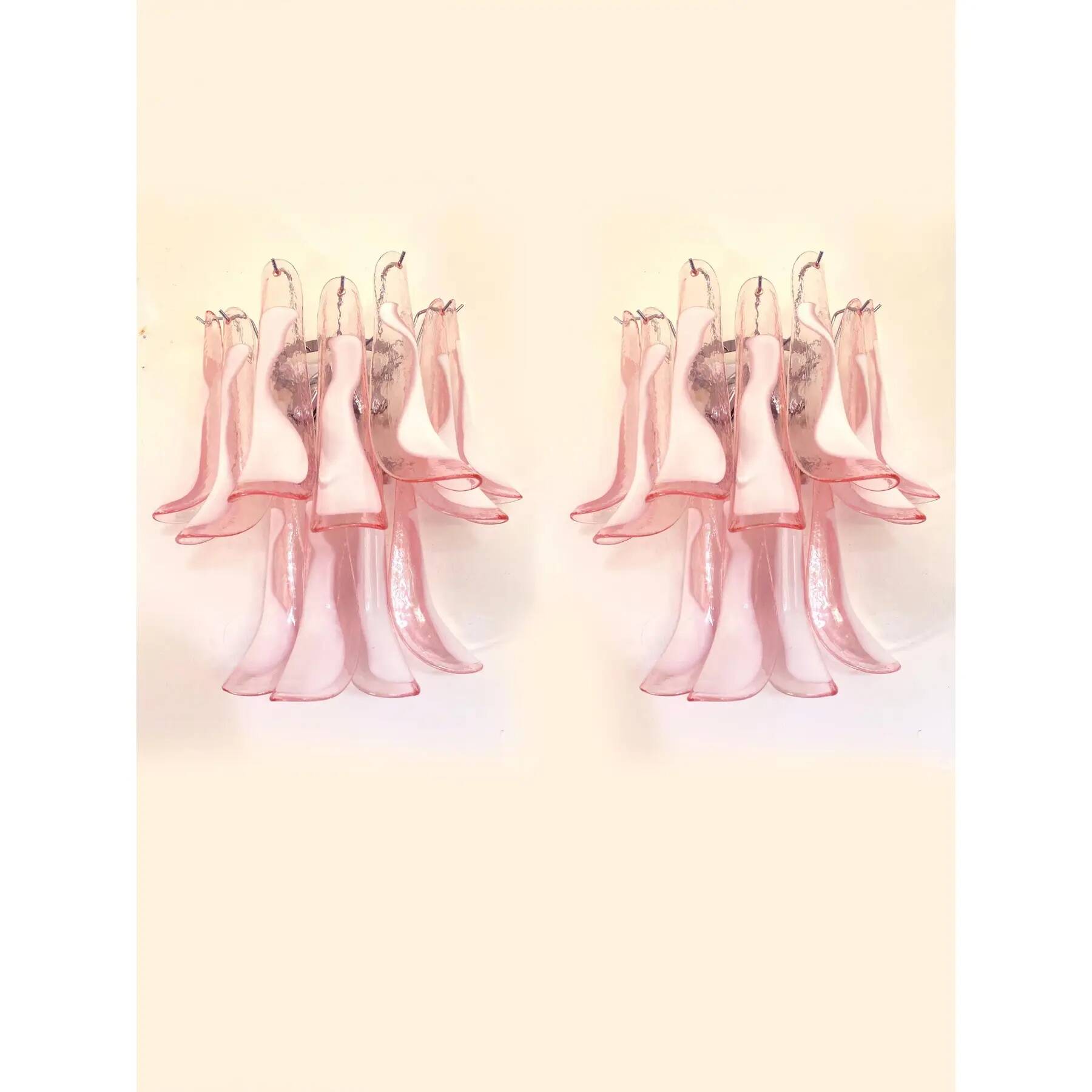Blush Pink Murano Glass Selle Wall Sconces – A Pair