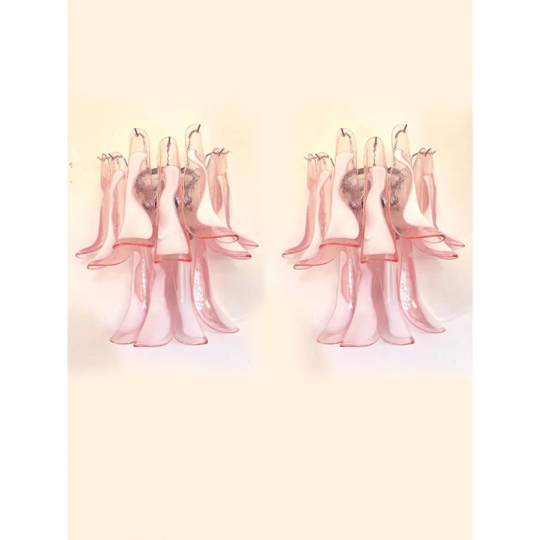 Appliques murales en verre de Murano rose blush – Une paire