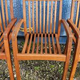 Stackable chair-armchair in solid teak with cushion by Vlaemynck