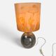 1970s table lamp in ceramic, signed, with a hand-painted silk shade.