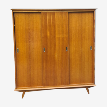 Armoire en bois / penderie pieds compas / années 60