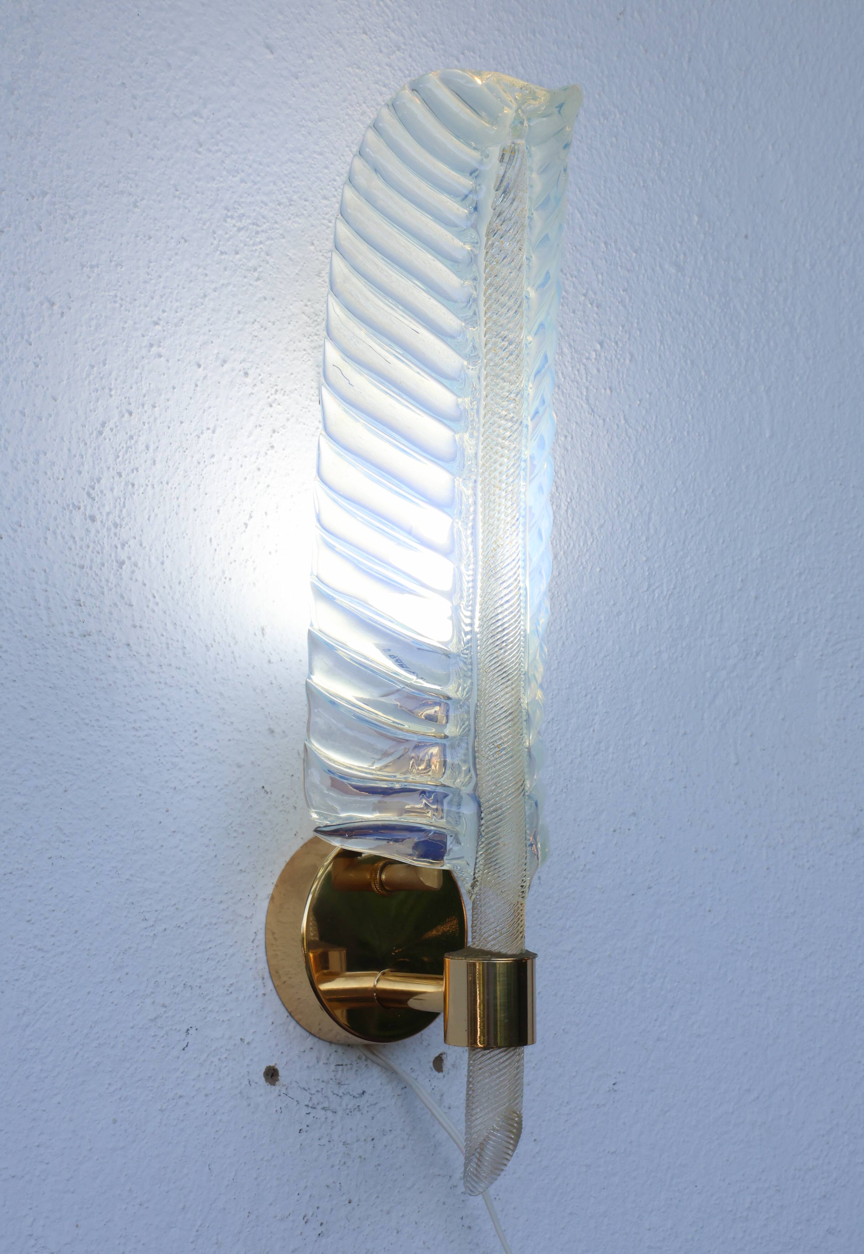 Rare Set of 2 Luxury Barovier e Toso Leaf Wall Light