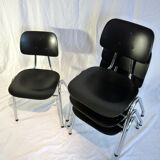 Set of 4 stackable chairs chrome steel tube