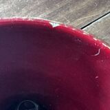 Ringed ceramic vase from Louviers, red and gold, 1950s