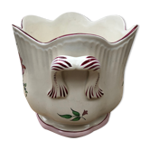 Cache pot k&g Luneville céramique blanche décor fleurs vintage