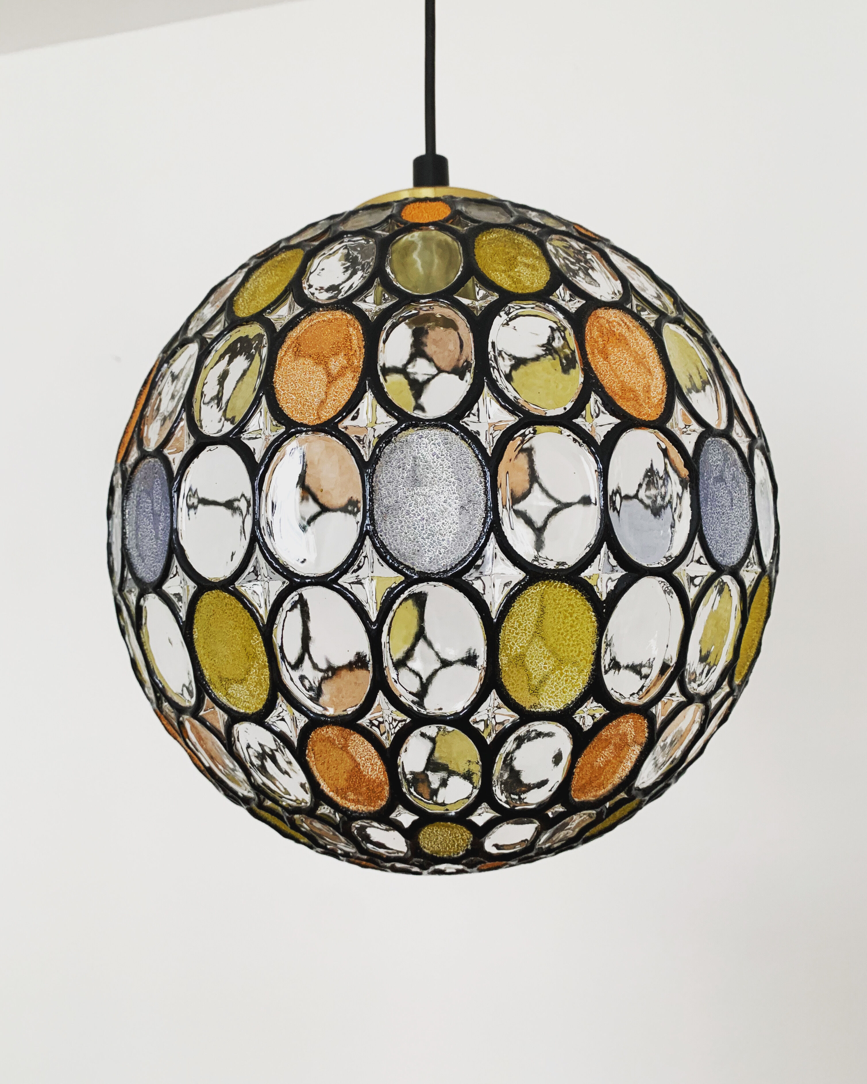 Colourful glass pendant lamp by Glashütte Limburg