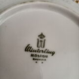 Vintage 15-piece coffee set in white porcelain Bavaria with small blue flowers