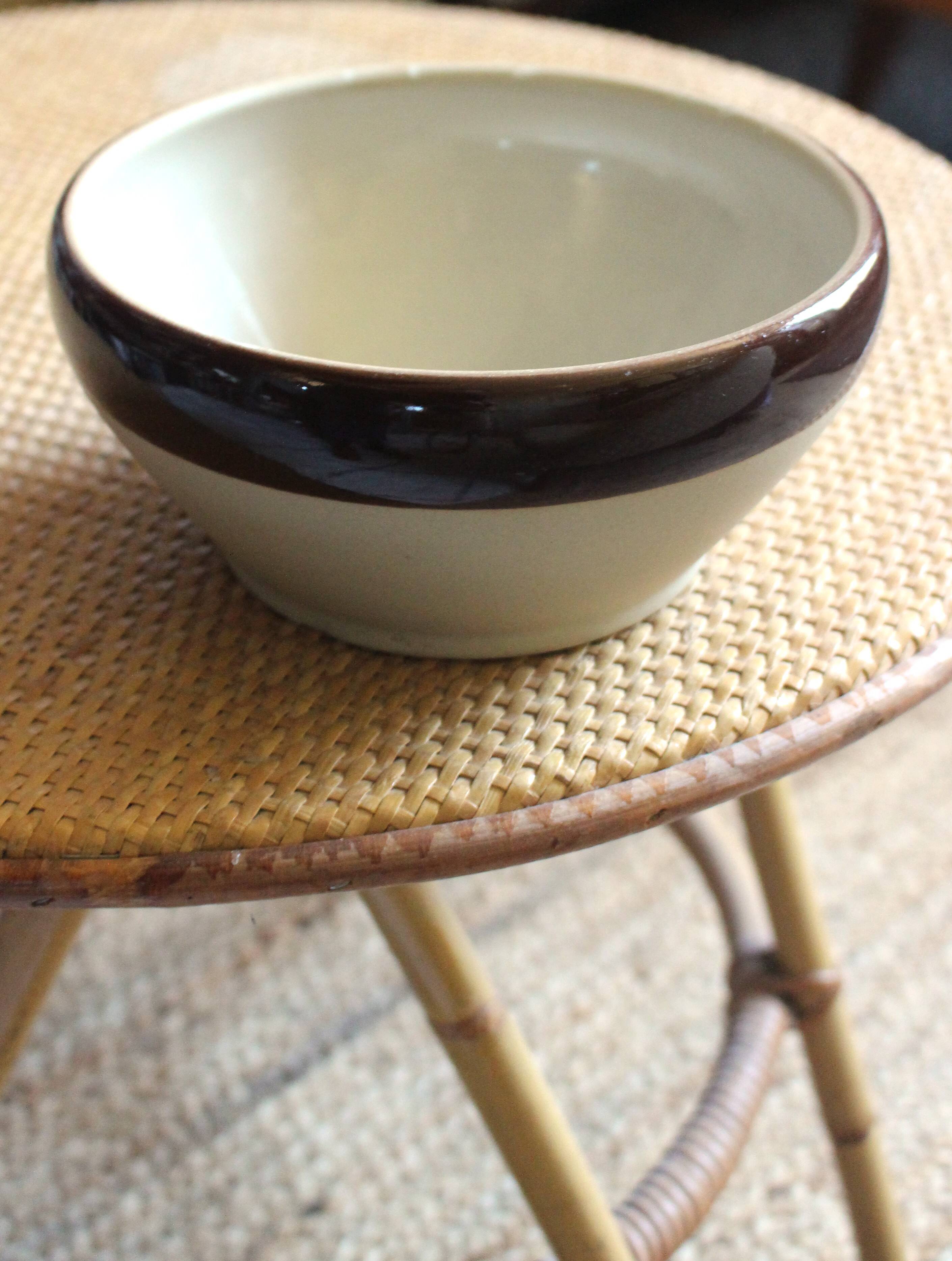 Two-tone vintage stoneware salad bowl from Digoin.