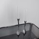 Pair of zigzag candle holders, solid aluminum and polished stone, art3, Spain, 1970