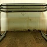 Tables in chrome metal and smoked glass 1970
