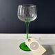 Set of 12 Alsatian Roemer glasses with green stems.