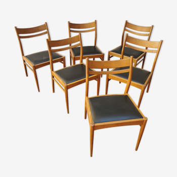 series lot 6 beautiful chairs Design vintage Scandinavian dining room of the 50s 60s