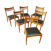 series lot 6 beautiful chairs Design vintage Scandinavian dining room of the 50s 60s