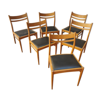 series lot 6 beautiful chairs Design vintage Scandinavian dining room of the 50s 60s