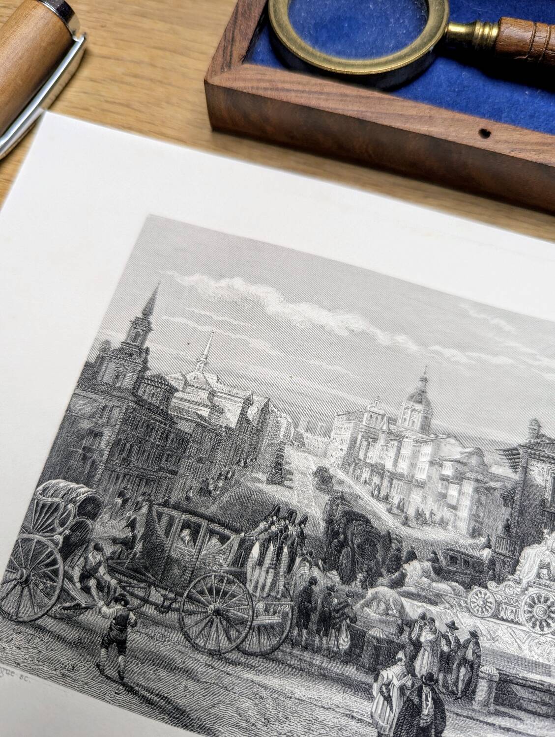 Madrid, Alcalá Street. Old engraving, printed in 1841.