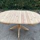 Extendable round dining table with central leg renovated in raw solid wood 105cm