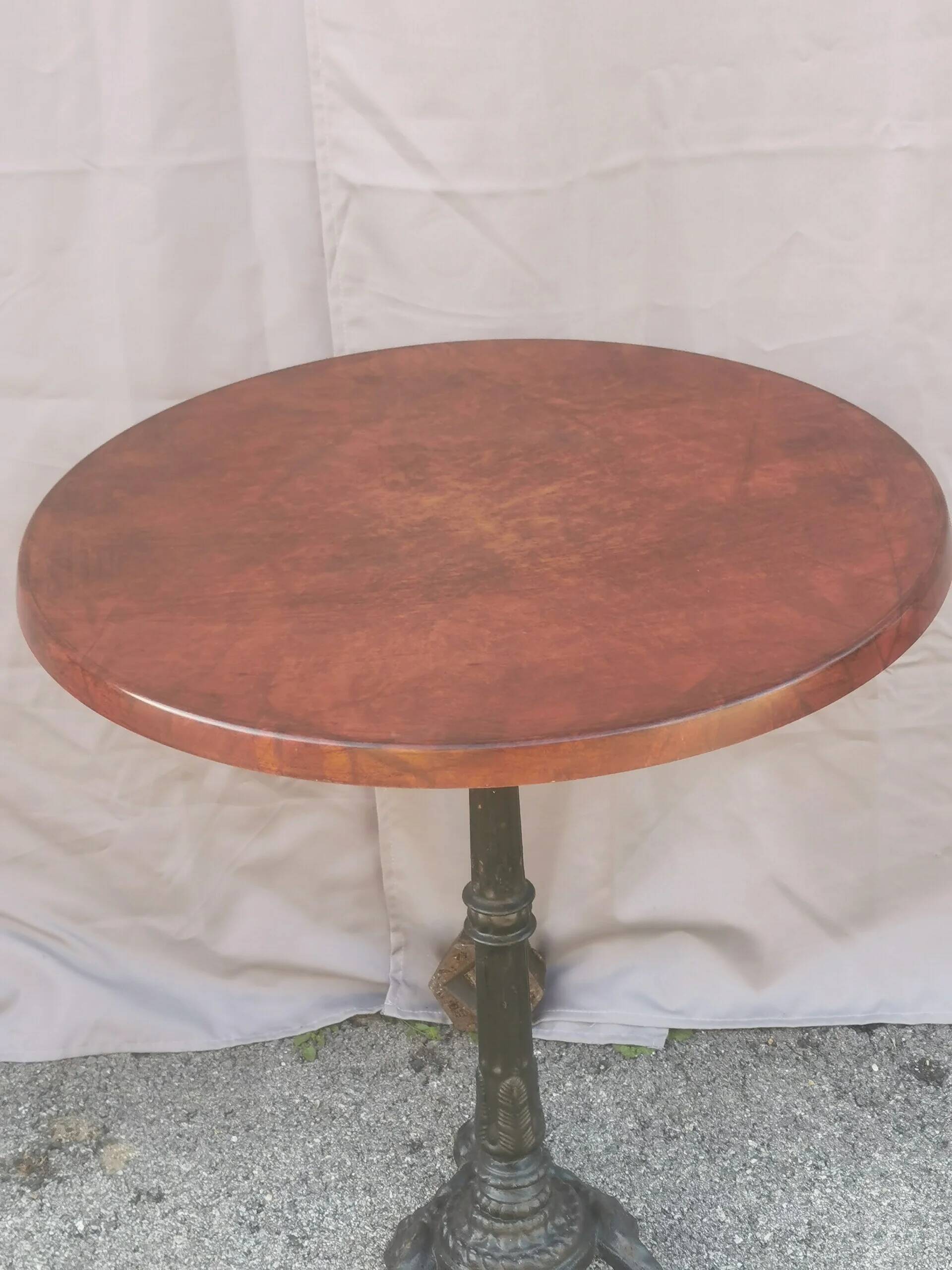 Vintage bistro side table with brown top