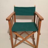 Paire de fauteuils pliant en bois et toile vintage, années 1970