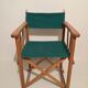 Pair of folding chairs in wood and vintage canvas, 1970s
