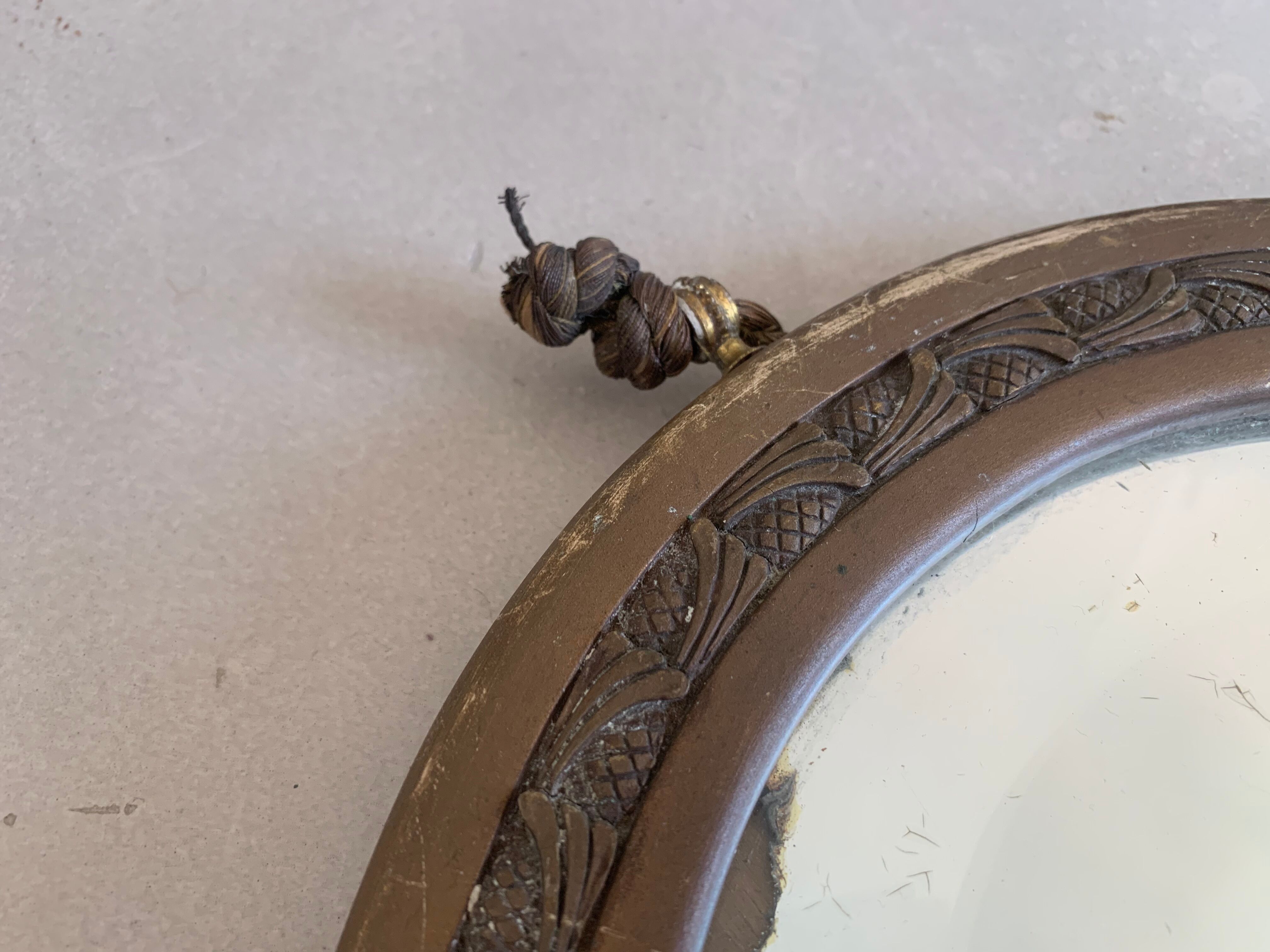 Antique beveled oval mirror 65cm