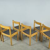 Vintage oak DUTCH DESIGN dining chairs in modern minimalist style, 1960s
