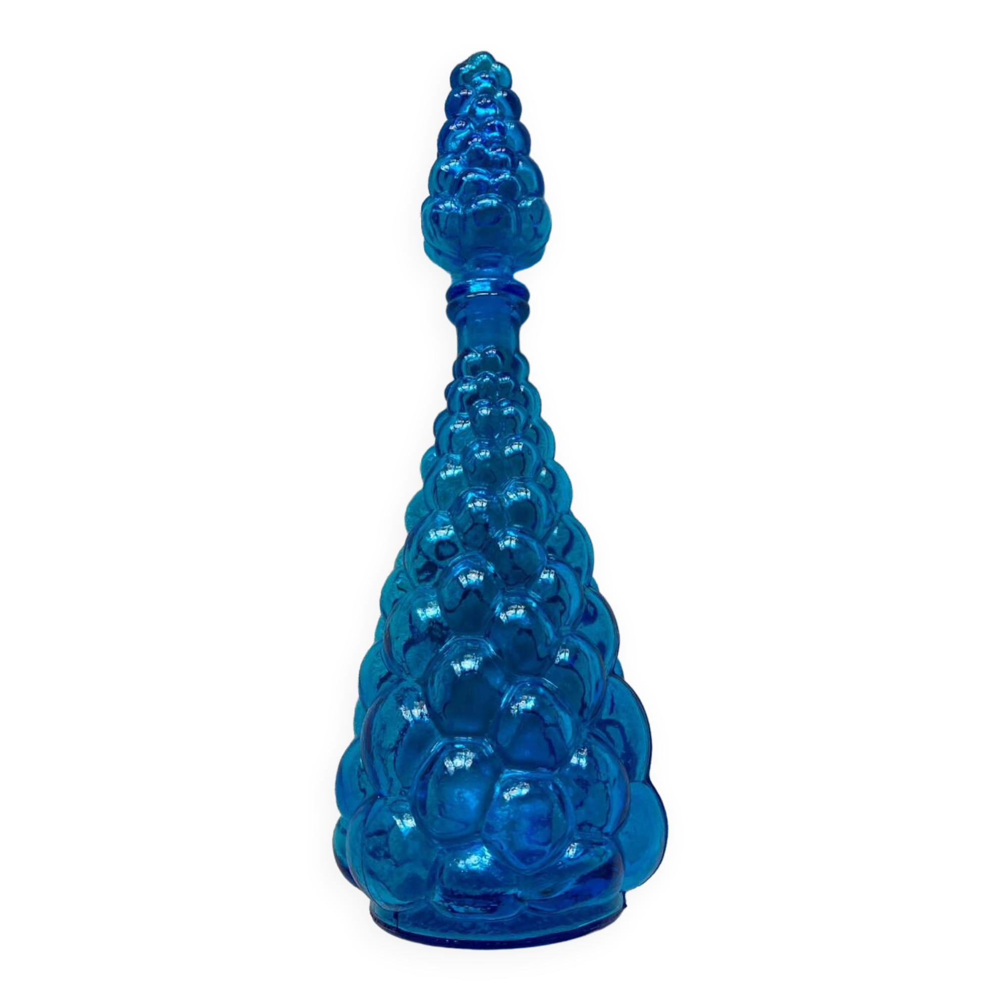 Blue glass bottle from Empoli, Italy