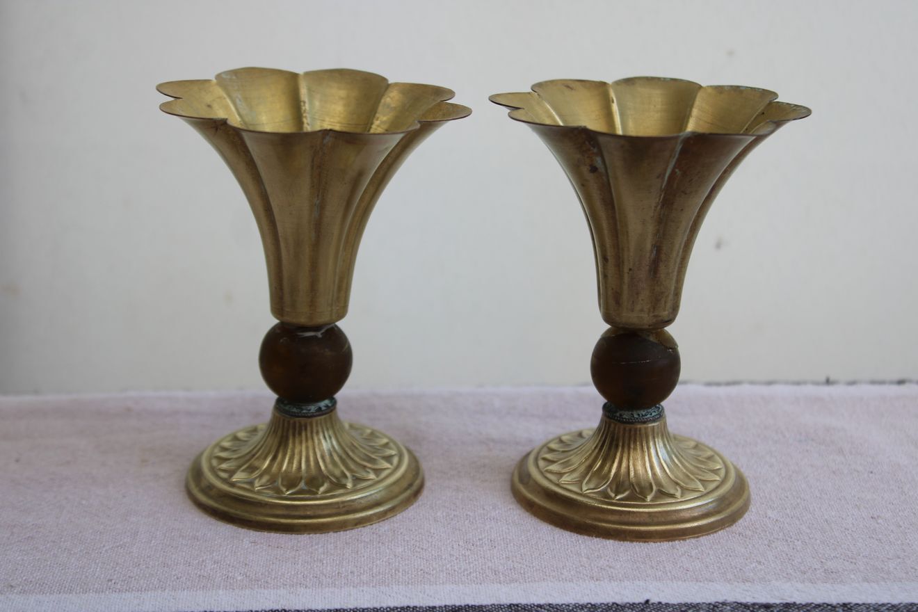 Pair of golden candle holders