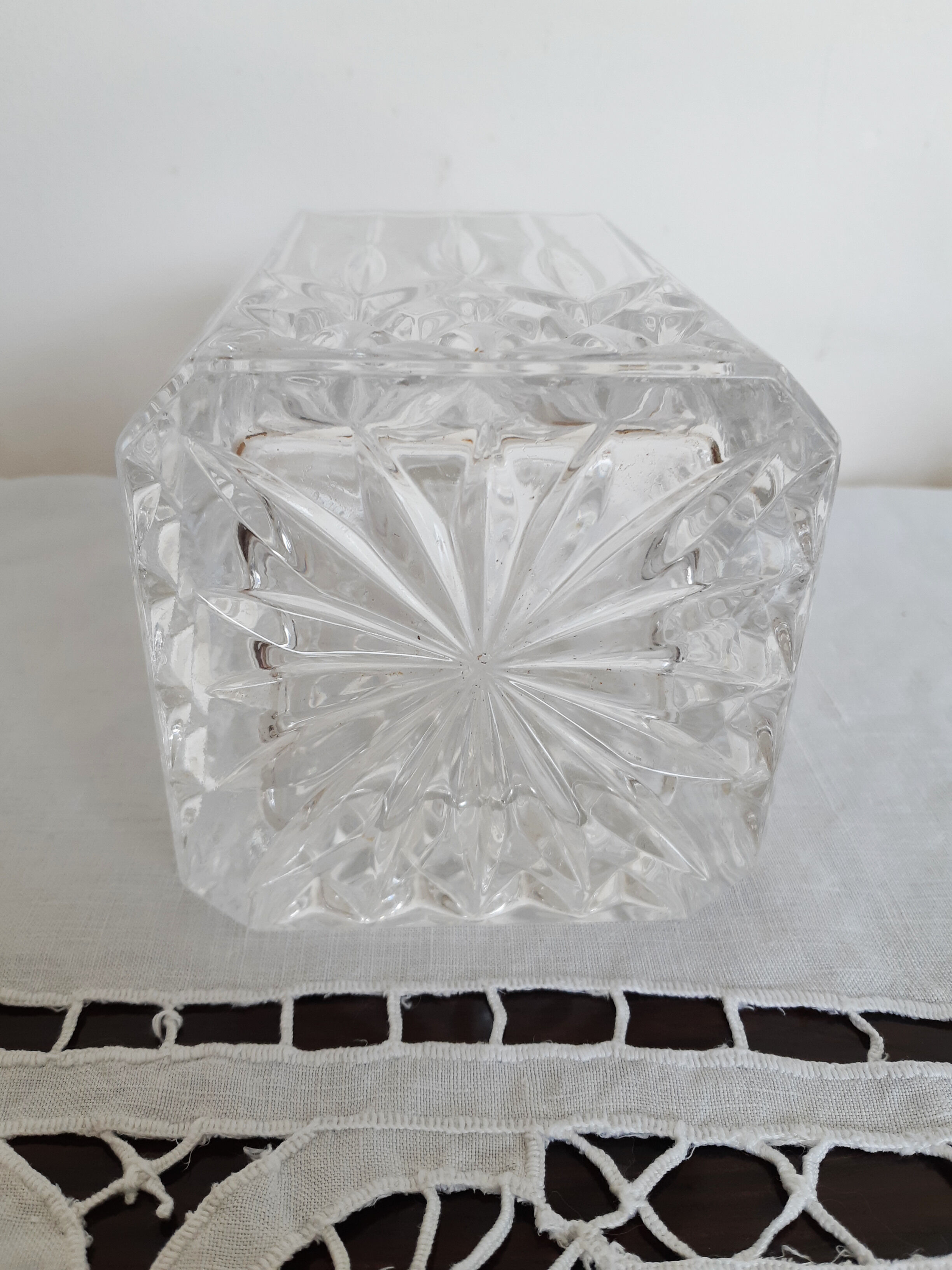 Whisky decanter, diamond-cut glass, bottle, 60s