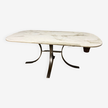 table  design marbre et métal ovale - rectangulaire