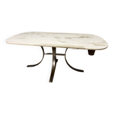 oval - rectangular marble and metal design table