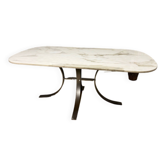 marble and metal design table oval - rectangular